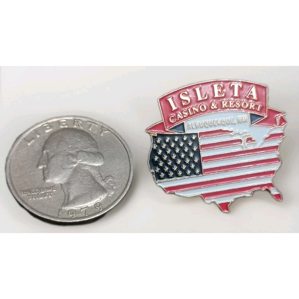 Vtg Isleta Casino & Resort Albuquerque New Mexico Enamel Lapel Hat Pin Pinback - Picture 2 of 3